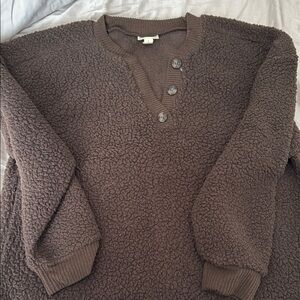 Cozy Brown Button-Up Sweater